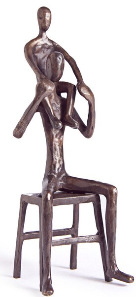 Father Playing with Child on Shoulders Sculpture Artwork